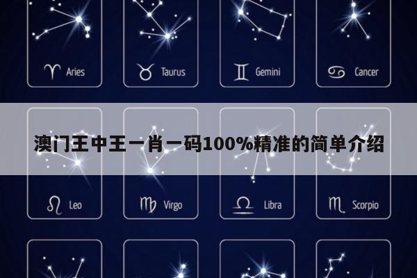 澳门王中王一肖一码100%精准的简单介绍
